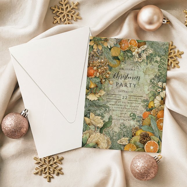 Rustic Woodland Botanical Christmas Invitation (Creator Uploaded)