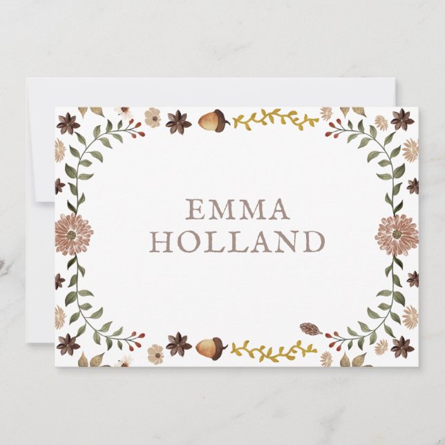 Rustic Woodland Botanical Personalised Note Cards (Front)