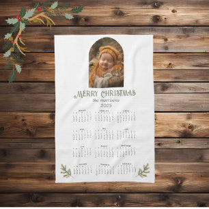 Rustic Woodland Christmas 2025 Calendar Photo Tea Towel
