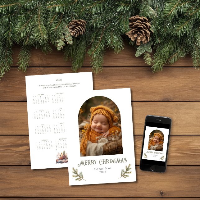 Rustic Woodland Christmas Calendar Holiday Card (Creator Uploaded)