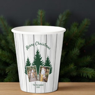 Rustic Woodland Christmas Photo Paper Cups