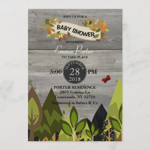 Rustic Woodland Creature Baby Shower Invitation