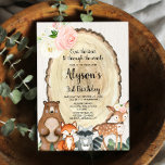 Rustic woodland cute animals girl birthday invitation<br><div class="desc">For more advanced customisation of this design,  simply select the "Customise It" button above!</div>