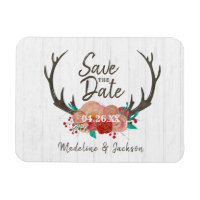 Rustic Woodland Deer Antler Bouquet Save the Date