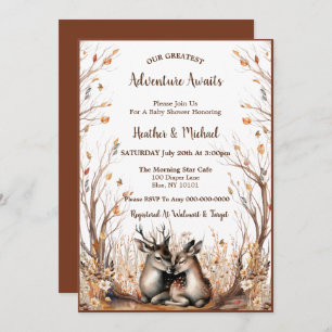 Rustic Woodland Deer Baby Shower Invitation