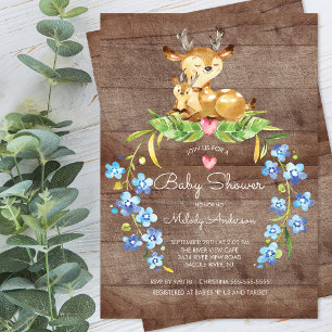 Rustic Woodland Deer Baby Shower Invitation