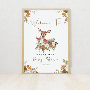 Rustic Woodland Deer baby shower Welcome sign