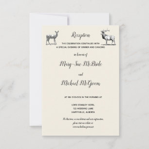 Rustic Woodland Deer Design Reception Invitation