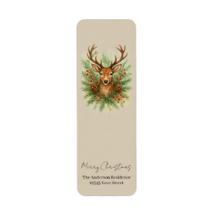 Rustic Woodland Deer Head with Winter Foliage -