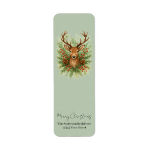 Rustic Woodland Deer Head with Winter Foliage - 