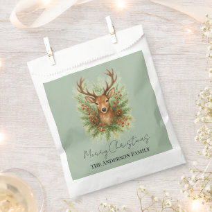Rustic Woodland Deer Head with Winter Foliage -  Favour Bags