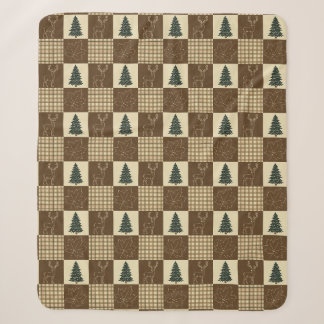 Rustic Woodland Deer Vintage Cabincore Forest Sherpa Blanket