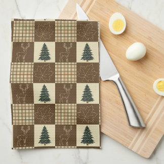 Rustic Woodland Deer Vintage Cabincore Forest Tea Towel