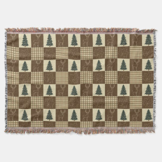 Rustic Woodland Deer Vintage Cabincore Forest Throw Blanket