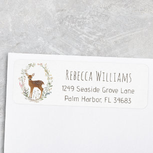 Rustic Woodland Deer Watercolor Return address