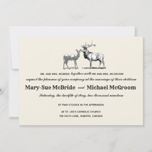 Rustic Woodland Deer Wedding Invitation