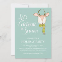 Rustic Woodland Deer with Scarf Holiday Party