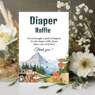 Rustic Woodland Diaper raffle baby shower sign