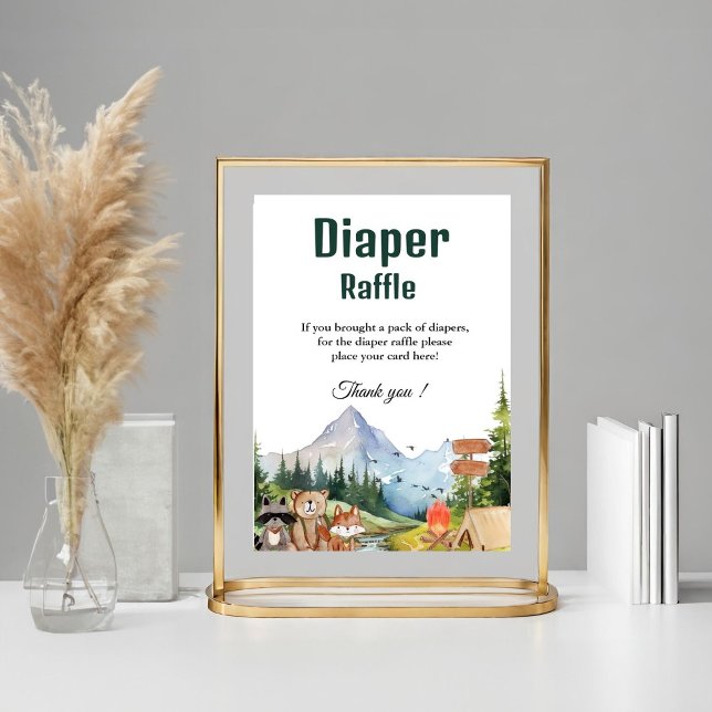 Rustic Woodland Diaper raffle baby shower sign (Creator Uploaded)