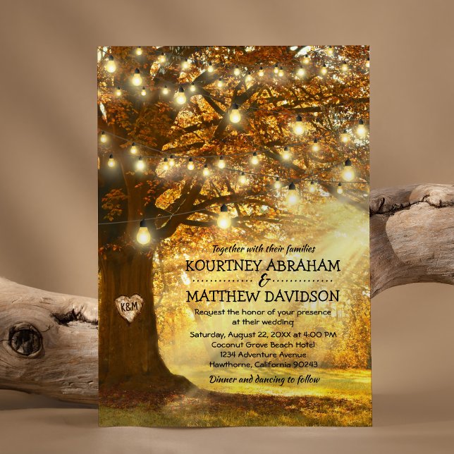 Rustic Woodland Fall Wedding Invitation (Creator Uploaded)