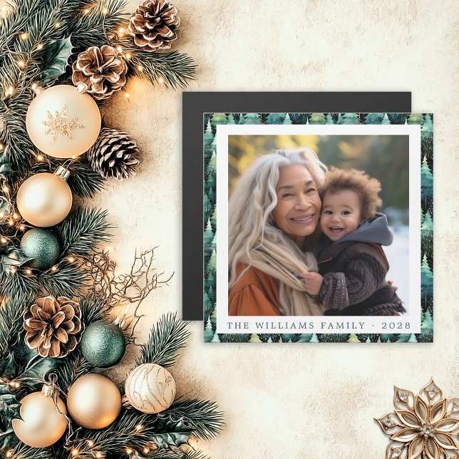 Rustic Woodland Family Christmas Photo Magnet (Rustic Woodland Family Christmas Photo Magnet)