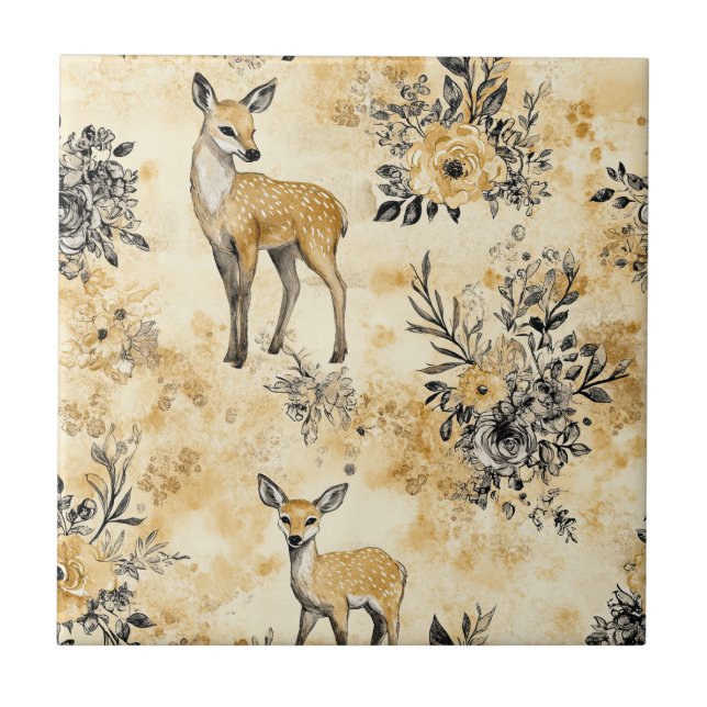 Rustic Woodland Fawn Pattern Tile (Front)
