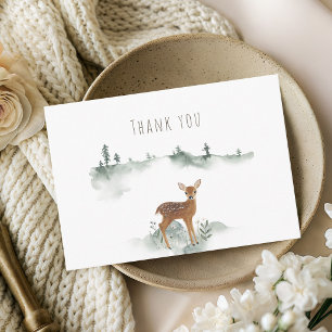 Rustic Woodland Fawn Watercolor Baby Shower Thank You Card
