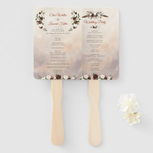 Rustic Woodland Feathers and Floral Bloom Hand Fan