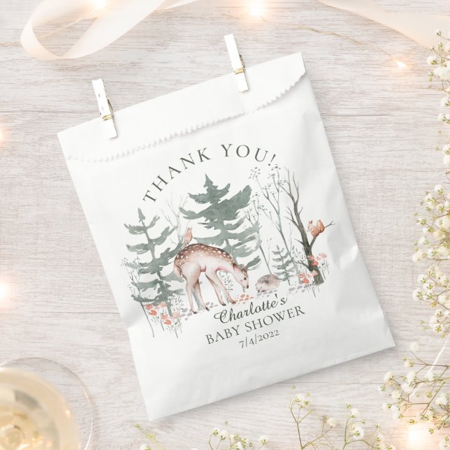 Rustic Woodland Forest Animals Baby Shower Favour Bags (Clipped)