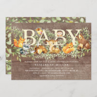 Rustic Woodland Forest Animals Baby Shower