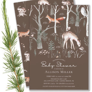 Rustic Woodland Forest Animals Baby Shower Invitation