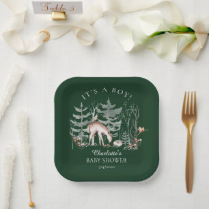 Rustic Woodland Forest Animals Baby Shower  Paper  Paper Plate