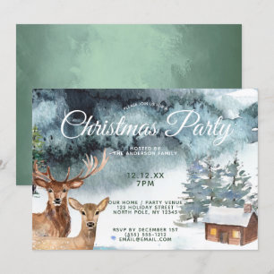 Rustic Woodland Forest Animals Christmas Party Invitation