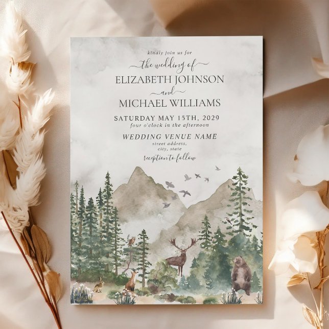 Rustic Woodland Forest Animals Wedding Invitation (Creator Uploaded)