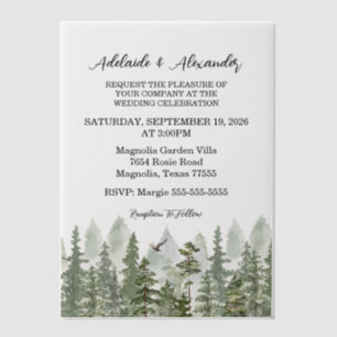 Rustic Woodland Forest Green Wedding Vellum Invitations