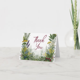 Rustic Woodland Forest Greenery Mountain Wedding Thank You Card