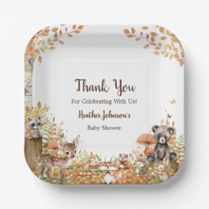 Rustic Woodland Forest Neutral Baby Shower  Paper Plate