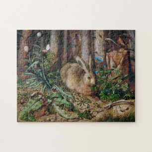 Rustic Woodland Forest Rabbit Jigsaw Puzzle