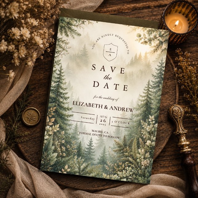 Rustic Woodland Forest Wedding Save The Date (Creator Uploaded)