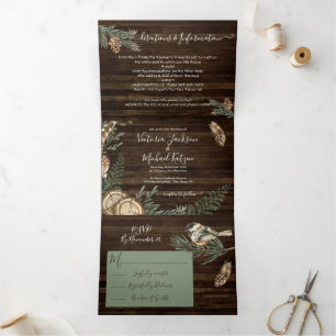 Rustic Woodland Forest Wedding Tri-Fold Invitation