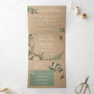 Rustic Woodland Forest Wedding Trifold Invitation
