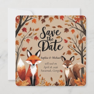 Rustic Woodland Fox Autumn Save the Date Wedding