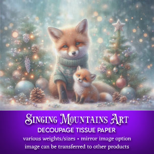 Rustic Woodland Fox Mother & Baby Craft Decoupage Tissue Paper