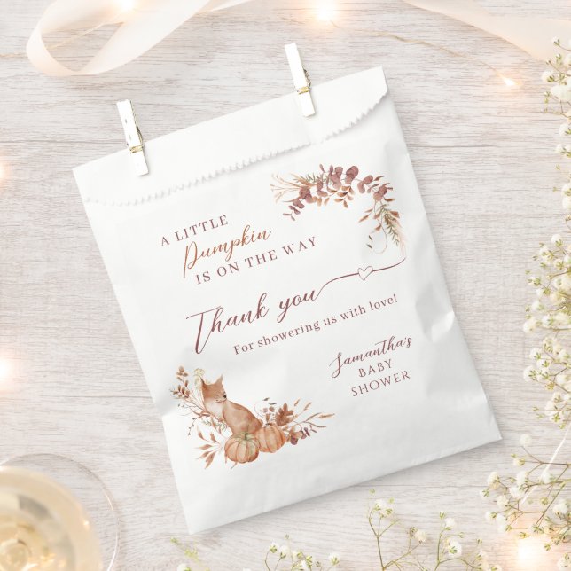 Rustic Woodland Fox Pumpkin Thank You Favour Bags (Clipped)