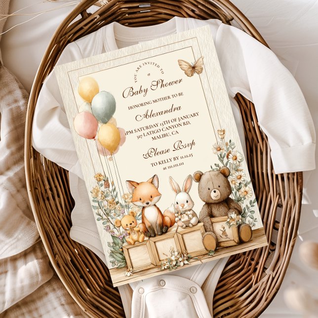 Rustic Woodland Friends Baby Shower Invitation (Creator Uploaded)