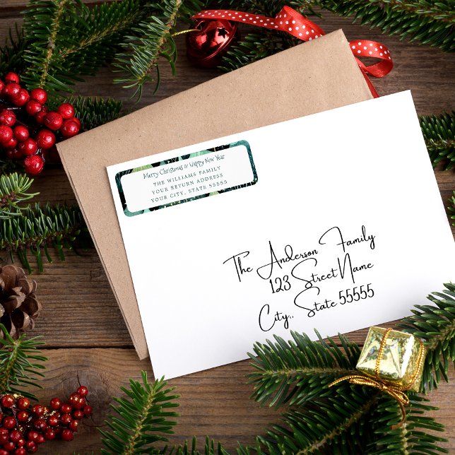 Rustic Woodland Green Holiday Return Address (Return Address Label)