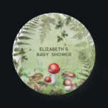 Rustic Woodland Greenery Mushrooms Fungi Ferns Paper Plate<br><div class="desc">Serene watercolor rustic nature design of forest mushrooms,  ferns,  and other greenery.</div>