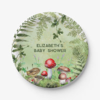 Rustic Woodland Greenery Mushrooms Fungi Ferns