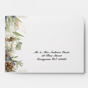Rustic Woodland Greenery & Pinecones Envelope
