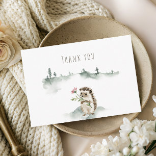 Rustic Woodland Hedgehog Watercolor Baby Shower Thank You Card